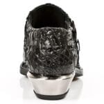 Bottes New Rock 7934-S2 en cuir noir gaufré python avec boucle et talon West Steel - Knighthood Store