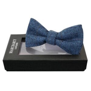Mens Tweed Herringbone Textured Velvet Marc Darcy Bow Ties Vintage Retro - Knighthood Store