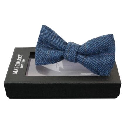 Mens Tweed Herringbone Textured Velvet Marc Darcy Bow Ties Vintage Retro - Knighthood Store