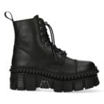 New Rock Boots Punk WALL083CCT-S6 Metallic Schwarze Leder Plateau Stiefeletten - Knighthood Store