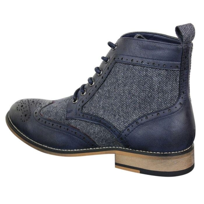 Stivaletti da uomo in pelle con punta a spina di pesce in tweed Blinders Sherlock Vintage Classic - Knighthood Store