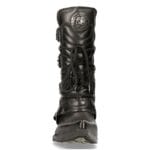 Bottes de cowboy western New Rock M-7993-s1 en cuir noir avec boucle - Knighthood Store