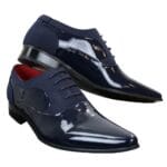 Chaussures homme en daim verni brillant, élégantes et formelles, à lacets, de créateur italien - Knighthood Store