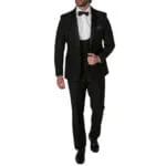 Men's Black Tuxedo Suit 3 Piece Shawl Lapel Formal Wedding Dress - Knighthood Store
