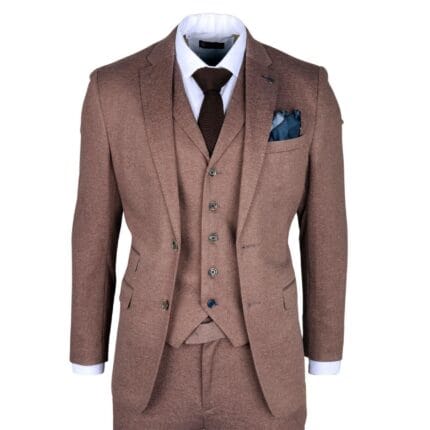 Men's Suit 3 Piece Brown Wedding Formal Dress - Knighthood Store