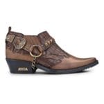 Zapatos de vaquero de cuero auténtico para hombre Wincklepickers, tacón cubano, cinturón de metal, estampado de cocodrilo occidental - Tienda Knighthood
