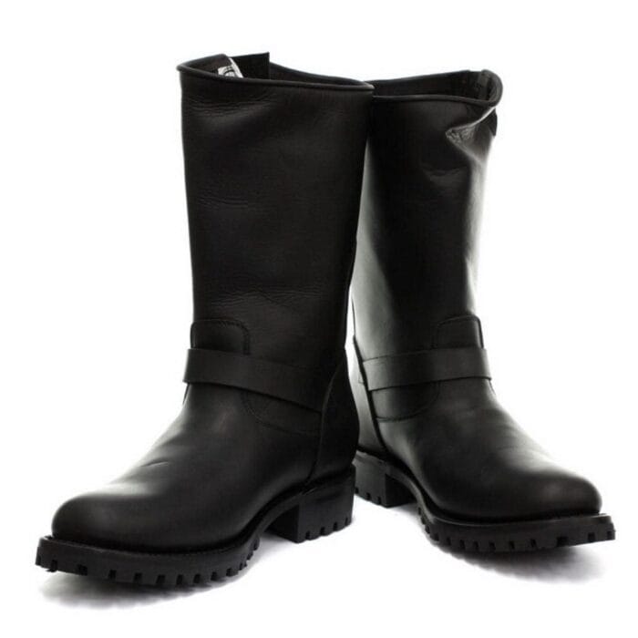 Stivali militari alti da uomo in vera pelle, neri, stile Ginders Wild One, stile punk rock gotico - Knighthood Store