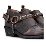 Zapatos de vaquero de cuero auténtico para hombre Wincklepickers, tacón cubano, cinturón de metal, estampado de cocodrilo occidental - Tienda Knighthood