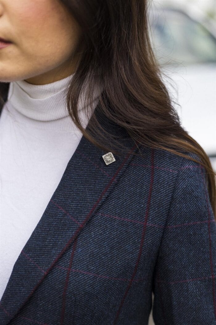 Blazer de tweed para mujer, chaqueta entallada de cuadros con espiga - Tienda Knighthood