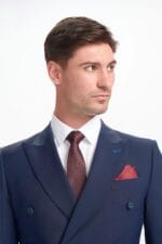 Men's Suit Navy Blue 2 Piece Double Breasted Tailored Fit Formal Wedding Dress - Image 3