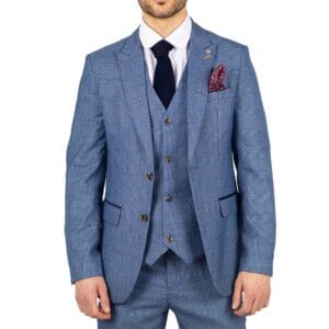 Blazer da uomo blu a quadri, classico, sportivo, a quadri, vestibilità su misura - Knighthood Store