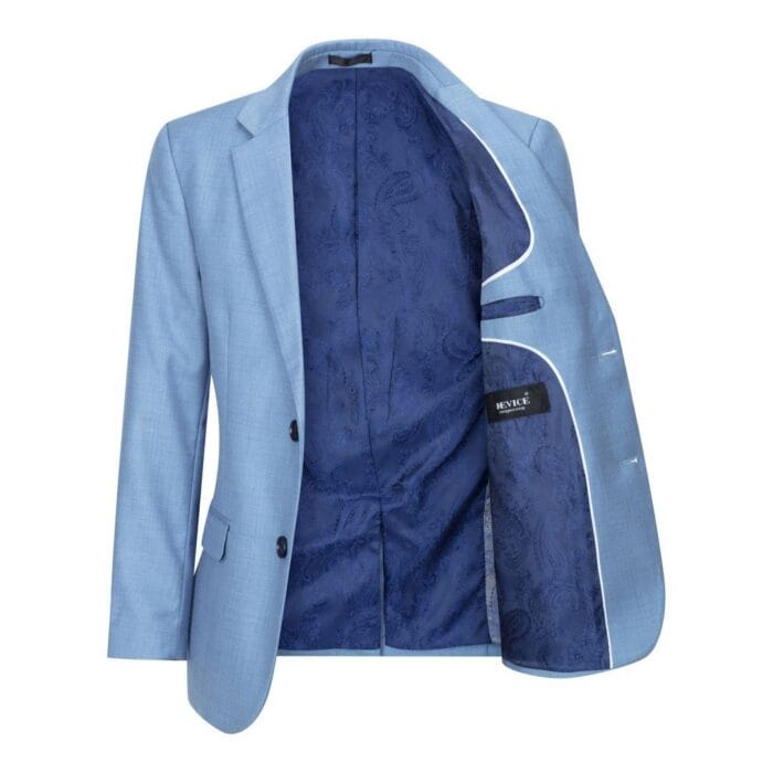 Boys 3 Piece Suit Sky Blue Light Wedding Party Christening Smart Formal - Knighthood Store