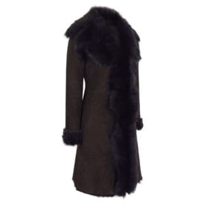 Brauner Luxus-3/4-Länge-Wildledermantel aus echtem Toscana-Schaffell, maßgeschneiderte Passform – Knighthood Store
