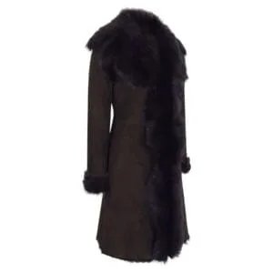 Brown Luxury 3/4 Length Ladies Suede Real Toscana Sheepskin Coat Tailored Fit - Knighthood Store