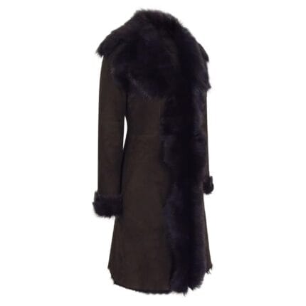 Cappotto da donna in vera pelle di pecora toscana scamosciata marrone, lunghezza 3/4, vestibilità su misura - Knighthood Store