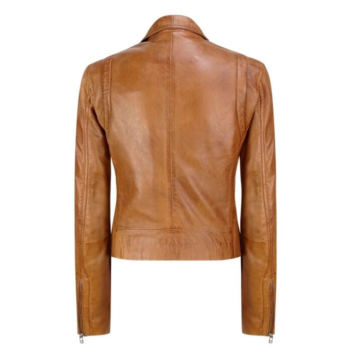 Giacca da motociclista retrò casual in morbida nappa color cuoio di Infinity Ladies BRANDO - Knighthood Store