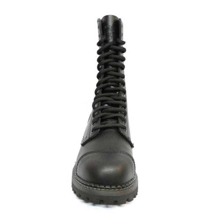 Stivali militari unisex in vera pelle, neri, stile Ginders Herald, punk rock, con punta in acciaio di sicurezza - Knighthood Store