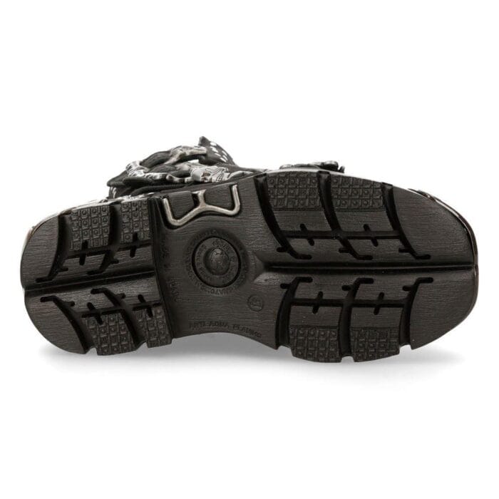 New Rock 1535-S1 Schwarze Militärstiefel aus Leder mit Metallspikes und Schnallen, Punk, EMO - Knighthood Store