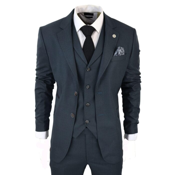 3-teiliger Herrenanzug, klassischer Prince of Wales-Karo, Olivgrün, für Hochzeit, Büro, Retro – Knighthood Store
