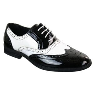 Scarpe brogue da uomo in vernice e pizzo Gatsby Classic 1920, lucide, bianche, nere e rosse - Knighthood Store