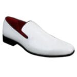 Mocassini da guida da uomo, in vernice lucida, eleganti, casual, bianchi e neri - Knighthood Store