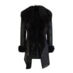 Chaqueta Toscana de piel de oveja auténtica para mujer, con cremallera cruzada 3/4, corte entallado, piel italiana negra - Knighthood Store