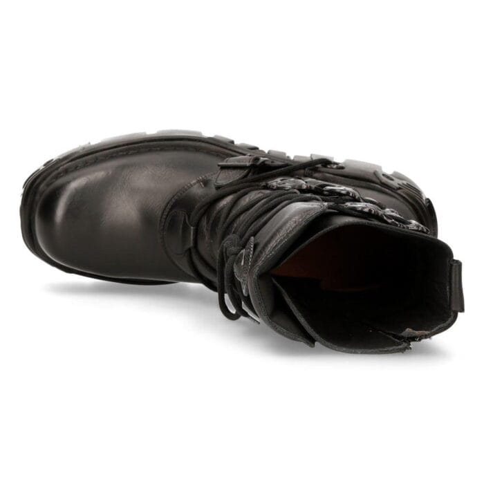 Botas de media caña de cuero negro New Rock 391-S18 - Tienda Knighthood
