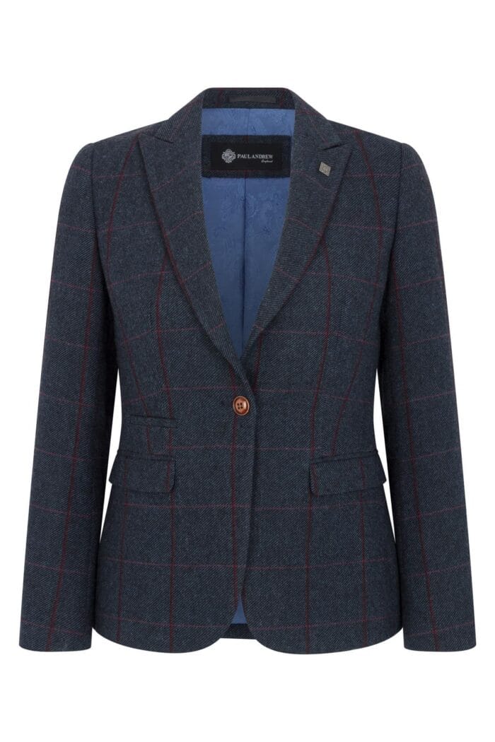 Blazer de tweed para mujer, chaqueta entallada de cuadros con espiga - Tienda Knighthood