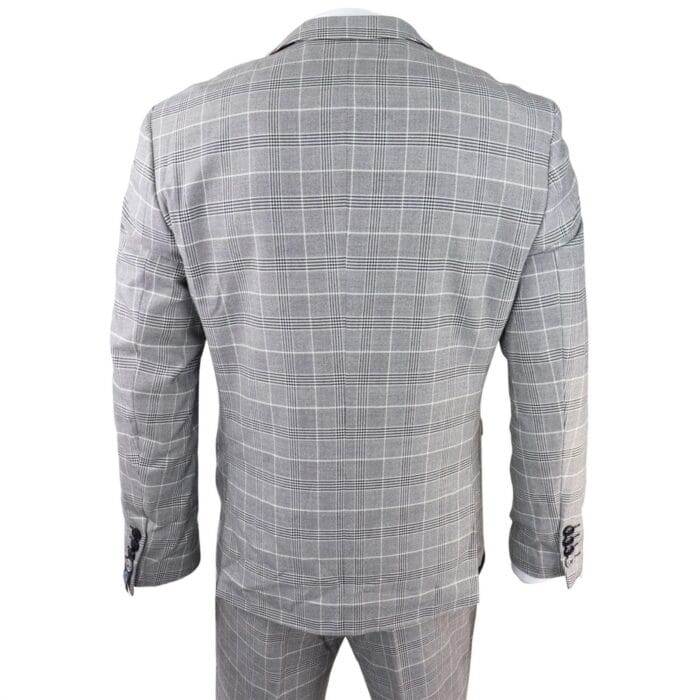 Abito da uomo Marc Darcy grigio a quadri Principe di Galles Ross Office Wedding Slim Fit Classico - Knighthood Store