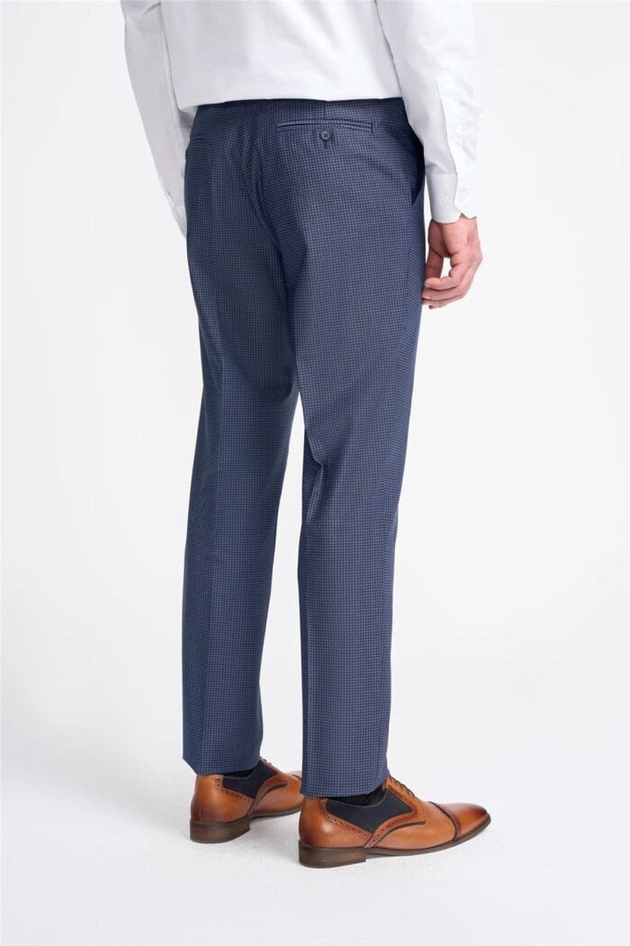 Men's Trousers Navy Check Formal Suit Pants - Image 2