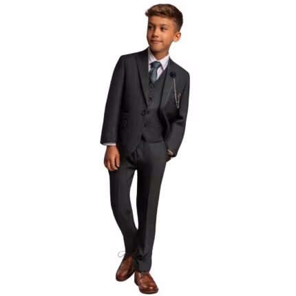 Boys 3 Piece Olive Green Check Suit Tweed Tailored Fit Wedding - Knighthood Store