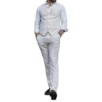 Traje de verano para hombre, chaleco, pantalón, lino, elegante, formal, crema, beige, boda - Knighthood Store