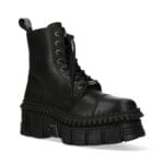 New Rock Boots Punk WALL083CCT-S6 Metallic Schwarze Leder Plateau Stiefeletten - Knighthood Store