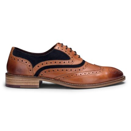 Mens Real Leather Shoes Brogues 1920s Suede Tweed Laced Smart Formal - Knighthood Store
