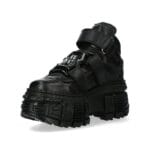 New Rock Boots Punk Rock WALL285-S2 Metallic Black Leather Gothic Boots - Knighthood Store