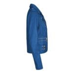 Giacca da motociclista da corsa in vera pelle blu morbida da donna e ragazza - Knighthood Store