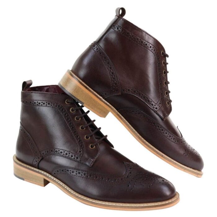 Botines Brouge informales elegantes para hombre, de cuero con cordones, estilo Peaky Blinders, años 20 - Knighthood Store