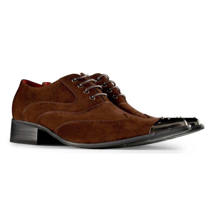 Zapatos de punta de metal para hombre, de ante, charol, con cordones, estilo vaquero, baile italiano - Knighthood Store