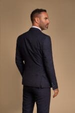 Veste de costume homme bleu marine à double boutonnage, coupe ajustée - Knighthood Store