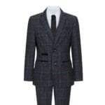 Boys Grey Black 3 Piece Tweed Suit Herringbone Wine Vintage Retro - Knighthood Store