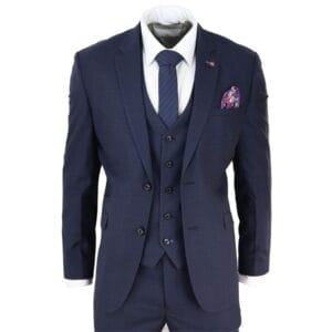 Abito da uomo 3 pezzi blu navy su misura, classico, retrò, vintage, per matrimonio, ballo di fine anno, ufficio - Knighthood Store