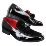 Mocasines de conducción para hombre, de piel sintética brillante, con borlas y charol, estilo informal elegante - Knighthood Store