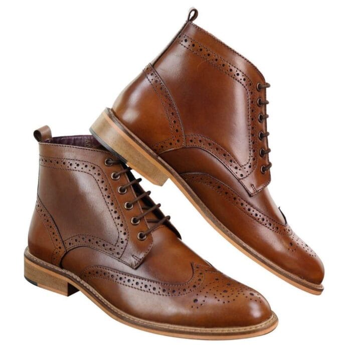 Botines Brouge informales elegantes para hombre, de cuero con cordones, estilo Peaky Blinders, años 20 - Knighthood Store