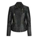 Giacca da motociclista in vera pelle da donna, nera, vestibilità slim - Knighthood Store