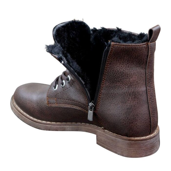 Stivaletti da uomo con lacci e cerniera, foderati in pile di pelliccia, caldi, casual, da trekking, militari - Knighthood Store