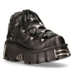 M106-s1 - New Rock Tower Unisex Metallic Black Natural Leather Biker Gothic Boots - Knighthood Store