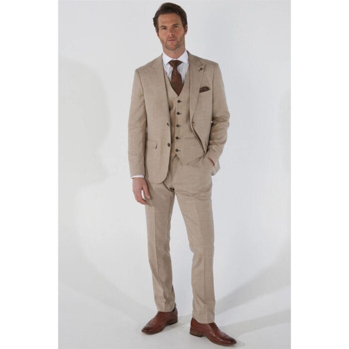 Abito da uomo 3 pezzi beige su misura per matrimonio estivo - Knighthood Store