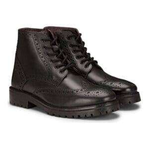 Bottes militaires richelieu à lacets en cuir véritable pour homme, style punk rock, noir et beige - Knighthood Store