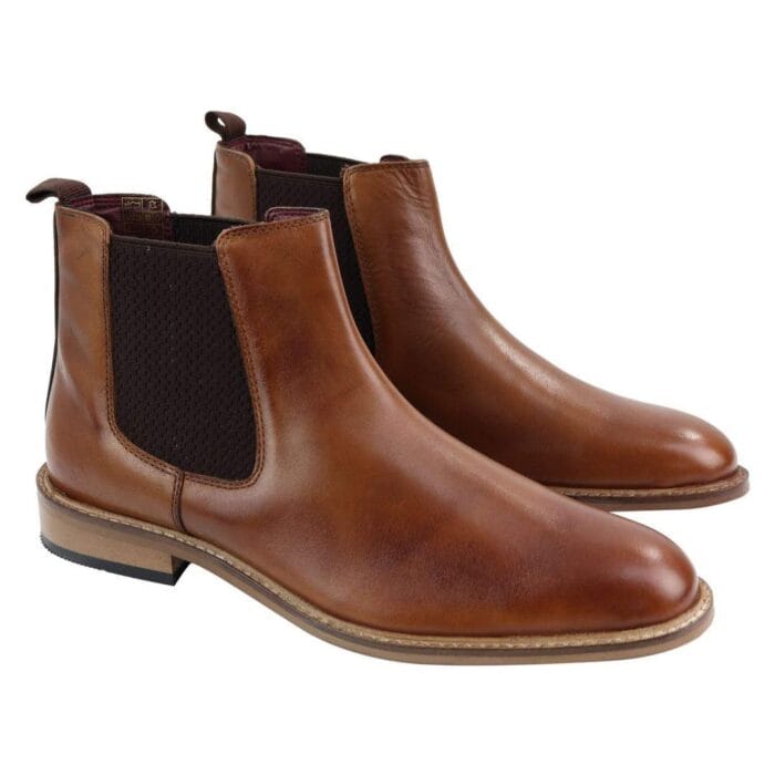 Mens Full Leather Slip On Chelsea Boots Smart Casual Retro Vintage Formal - Knighthood Store