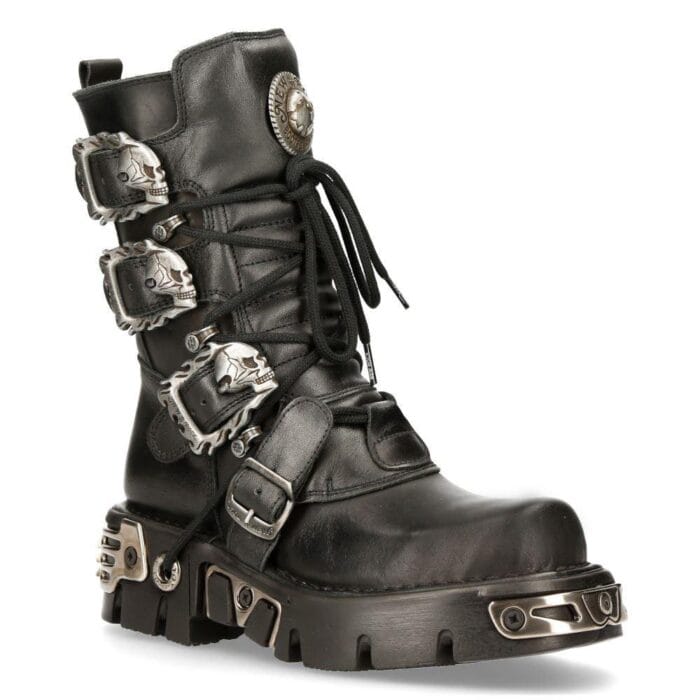 New Rock 391 S1 Reactor Boots Goth Metallic Alle Größen Unisex Schwarz Wadenlang - Knighthood Store